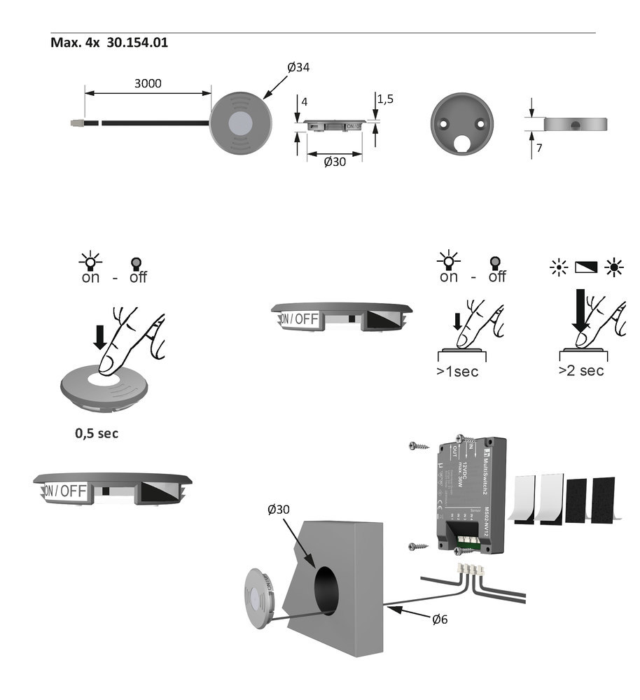 Halemeier LED-Leuchten-Dimmer, MultiSwitch2 Touch, max. 500W, aluminiumoptik Produktbild img6 L