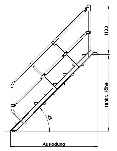 GÜNZBURGER STEIGTECHNIK Treppe 45° Stufenbreite Aluminium geriffelt Produktbild img2 L