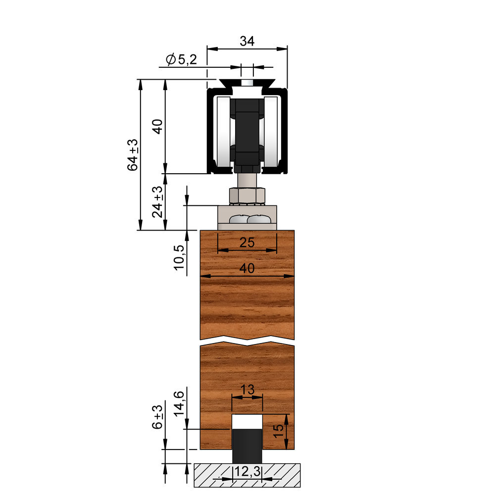 HELM Objekttür-Schiebetürbeschlag,140,Materialkombination Produktbild img4 L