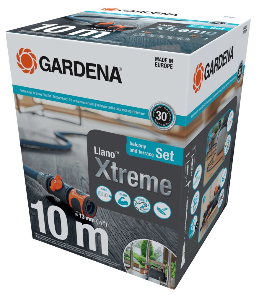 Gardena Textilschlauch Liano? Xtreme 1/2", 10 m Set + Indoor-Adapter Produktbild img1 L