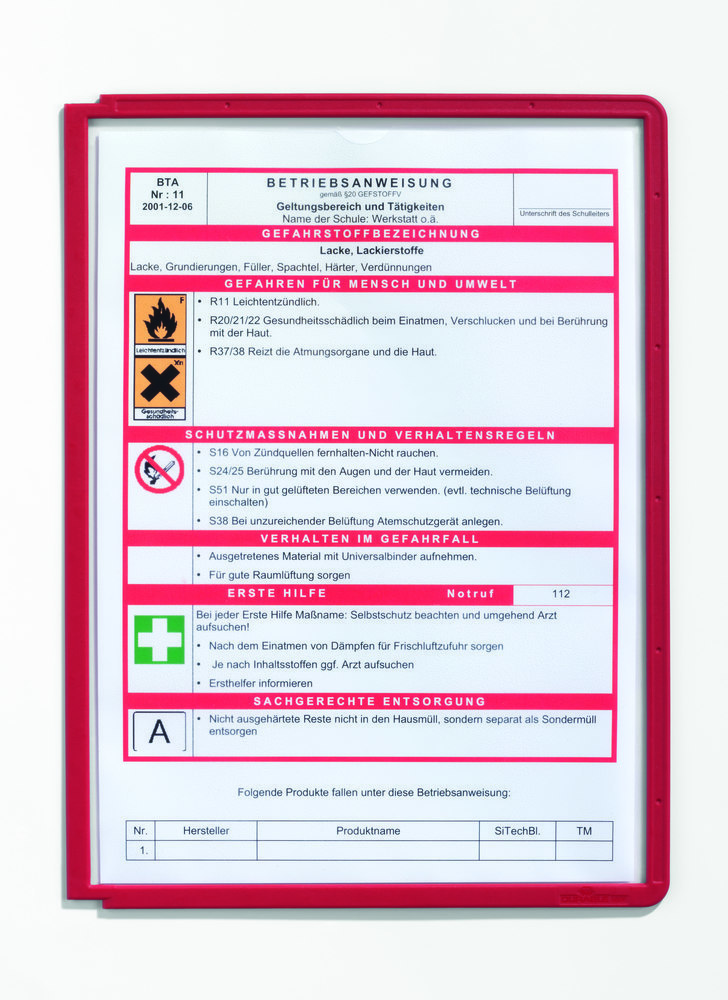 Durable Sichttafeln rot Pckg. a 5 Stück VARIO Produktbild img4 L