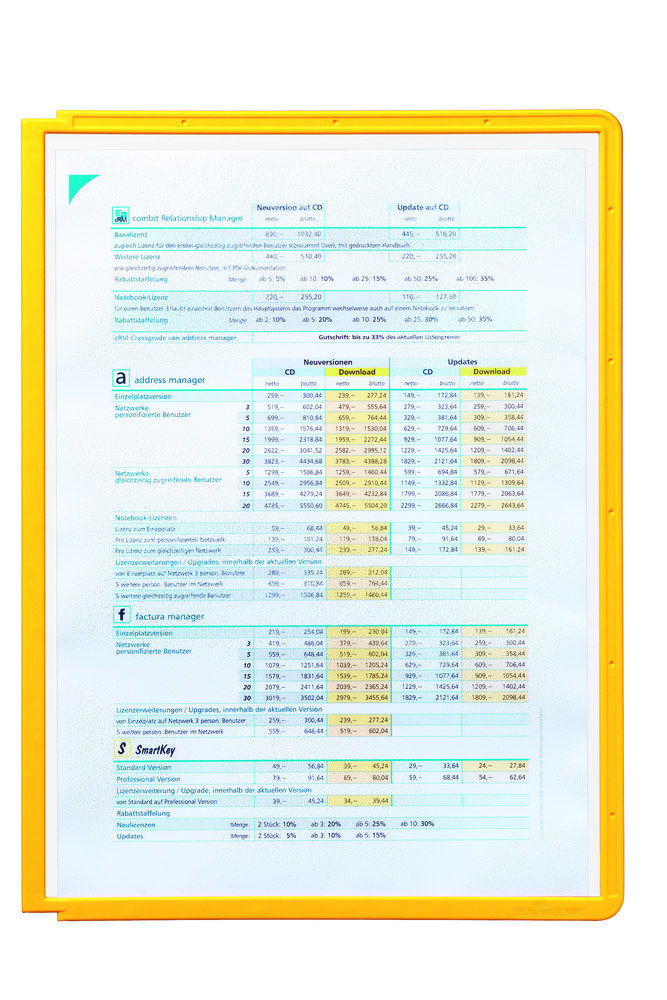 Durable Sichttafeln gelb, Pckg. a 5 Stück Produktbild img2 L