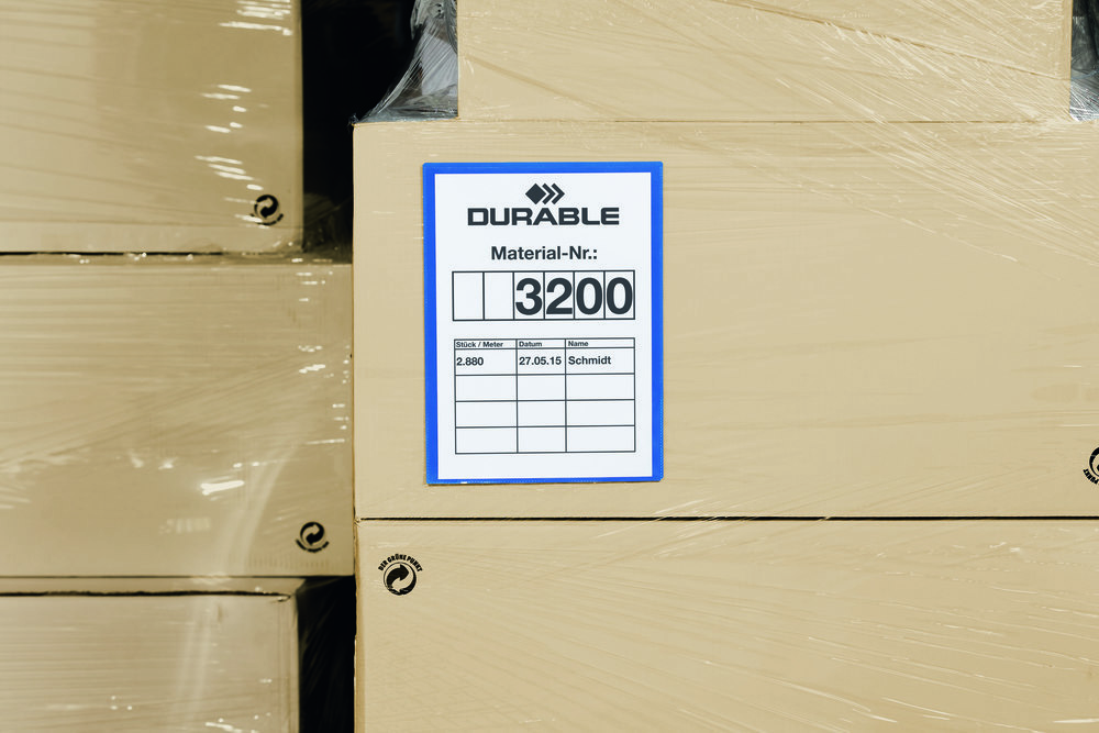 Durable Etikettentasche B210xH297 mm A4 hoch blau, selbstklebend VE 50 Stück Produktbild img2 L