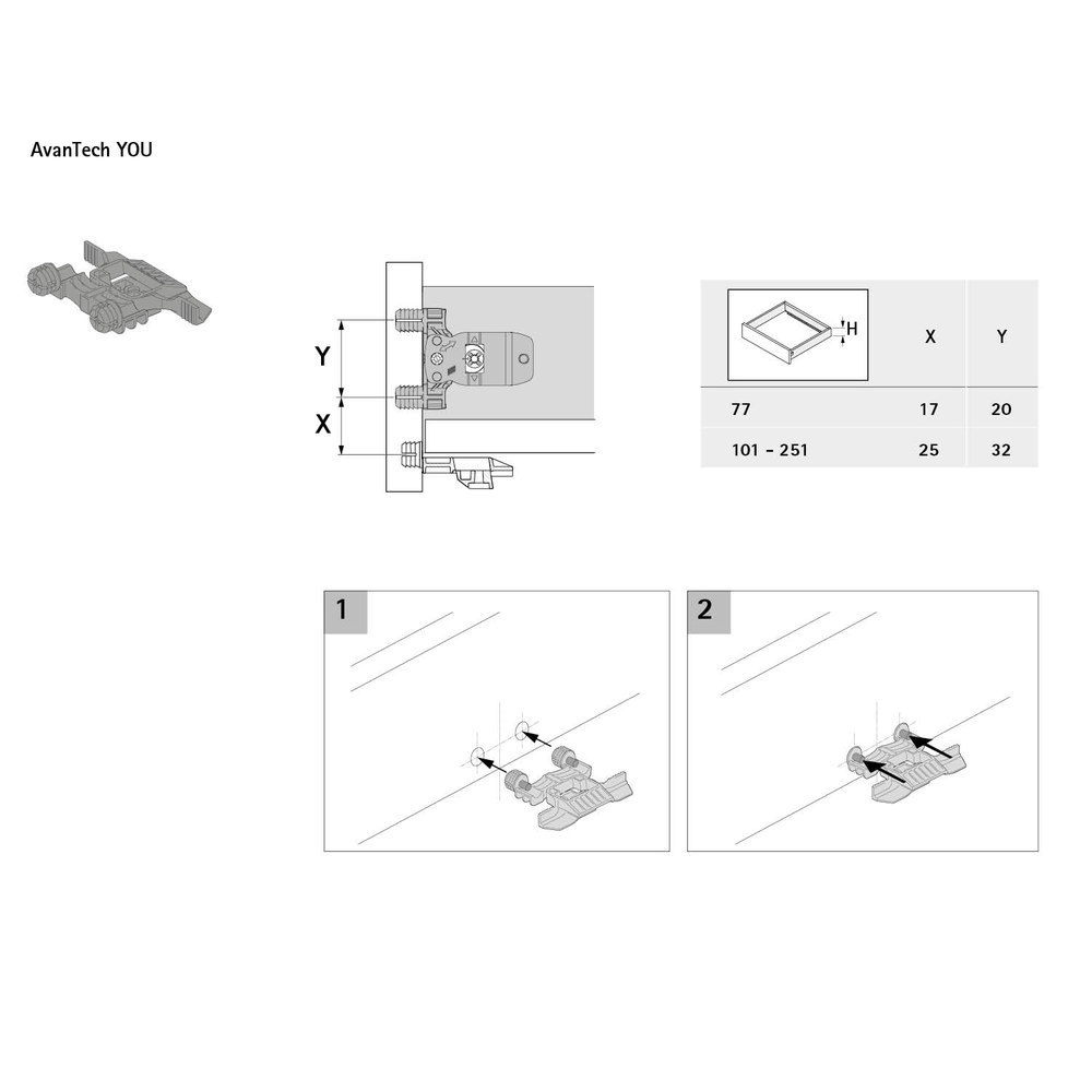 Hettich Schubk.-Frontstabilis., ArciTech, 9321561, f.hoh./breit.Front., KF,anthr. unbeh. Produktbild img3 L