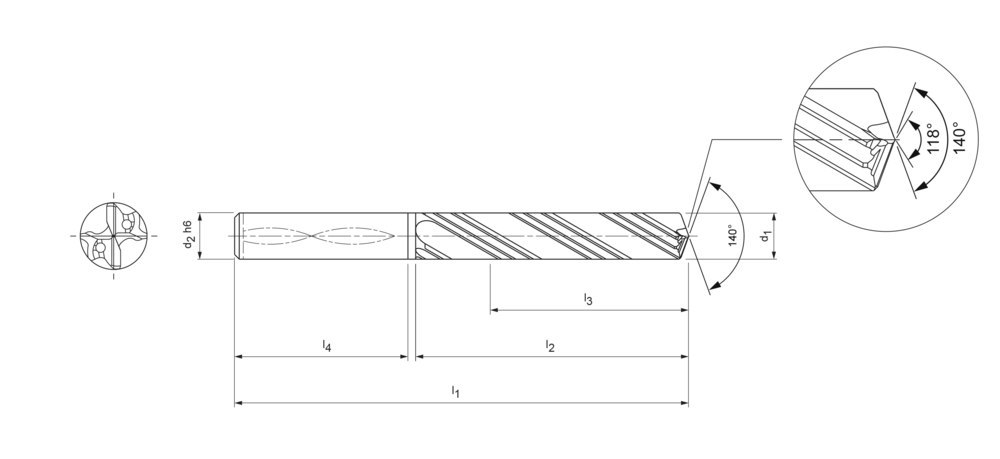 BECK VHM-Bohrreibahle Pyramid, Schaftform HAK, MxP besch. Produktbild img4 L
