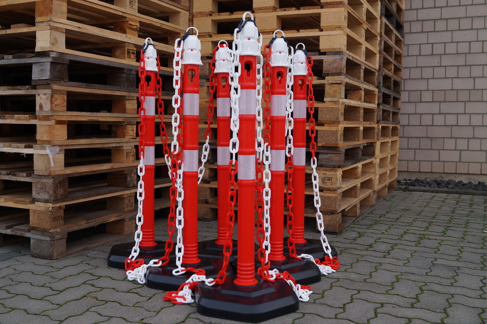 TEMKA Kettenpfosten - Set, r/w 6 Pfosten + 5x3m Kette Produktbild img2 L