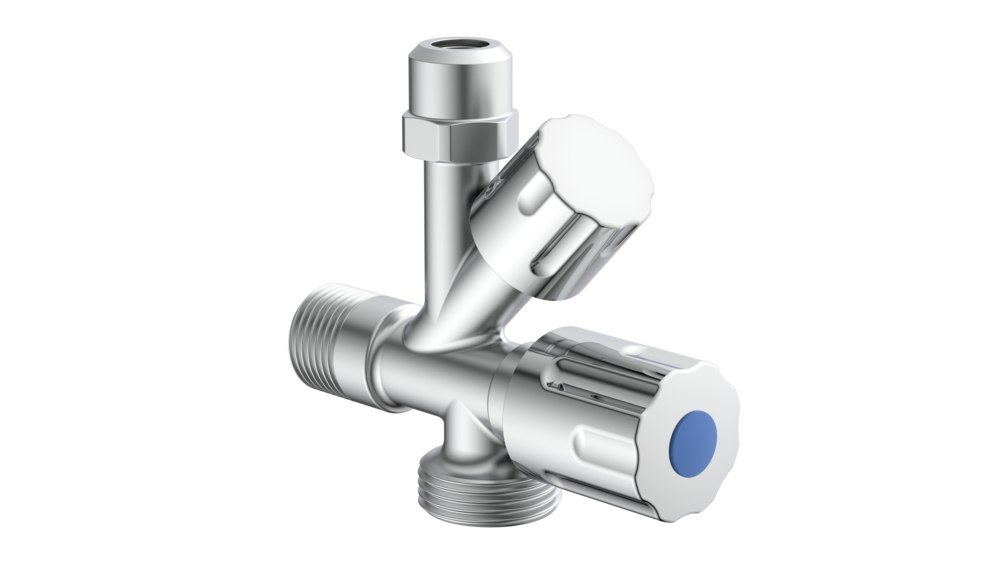 KIRCHHOFF Geräte-Eckventil, 1/2"AG , x 3 /4"AG x 3/8"AG x 10 mmQ Produktbild img1 L