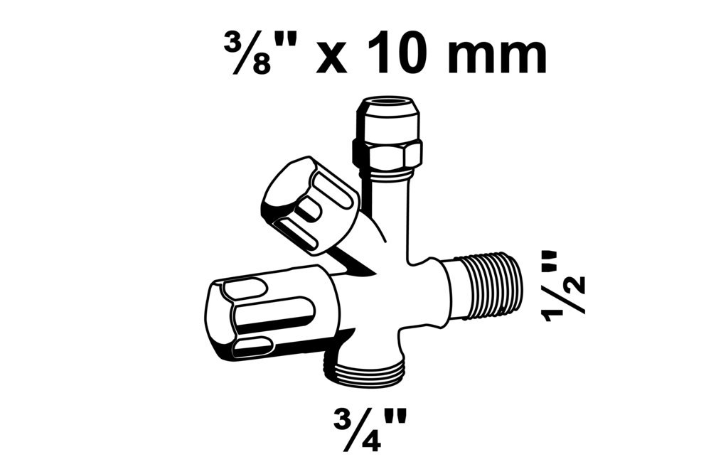 KIRCHHOFF Geräte-Eckventil, 1/2"AG , x 3 /4"AG x 3/8"AG x 10 mmQ Produktbild img2 L