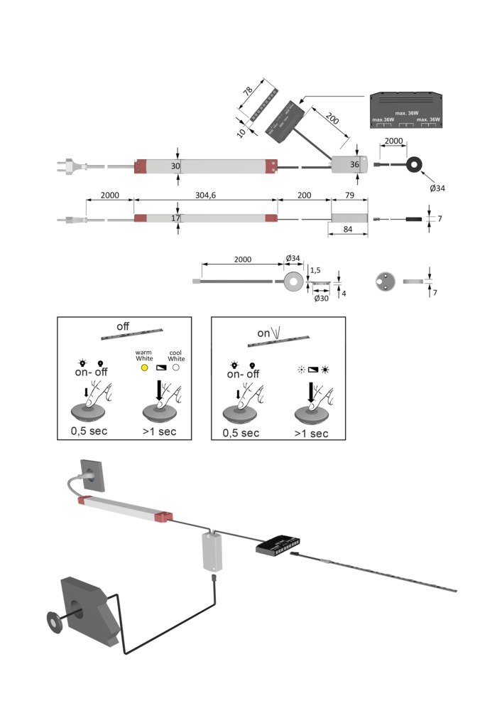Halemeier LED-Leuchten-Touch Dimmer, Basic Touch Control, 60W Produktbild img6 L