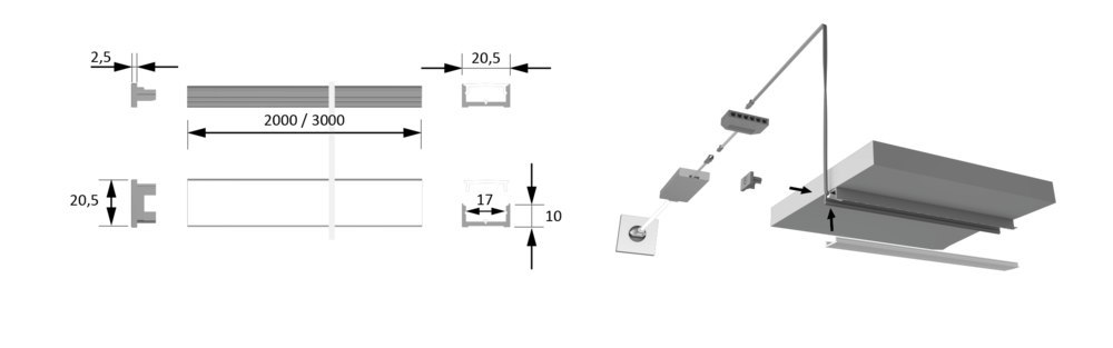 HALEMEIER Einbauprofil ChannelLine D, ohne Abdeckung Produktbild img3 L