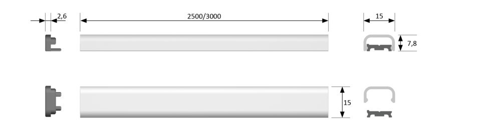 Halemeier Möbelböden-Einbauprofil,L 2500mm, ChannelLine J, silberfarbig, Abd. opal Produktbild img5 L