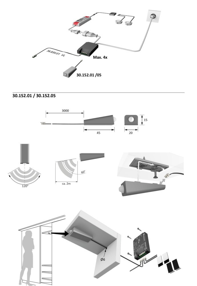 Halemeier PIR-Sensor, MultiSwitch2,Ø 35mm,Höhe 15mm, schwarz Produktbild img6 L