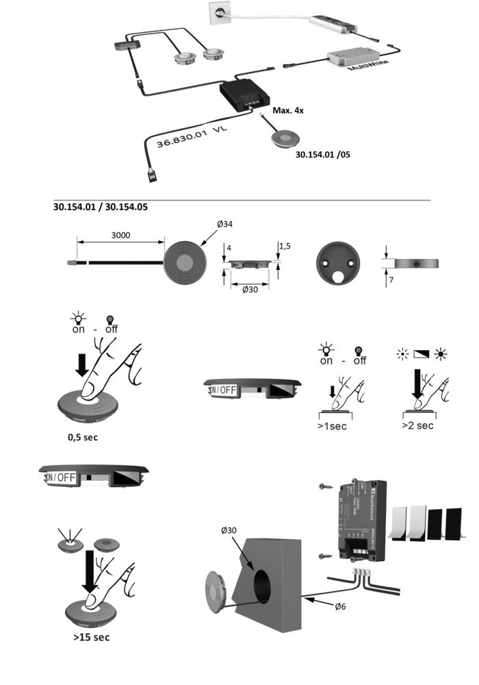 Halemeier LED-Leuchten-Dimmer, MultiSwitch2 Touch, max. 500W, aluminiumoptik Produktbild img5 L