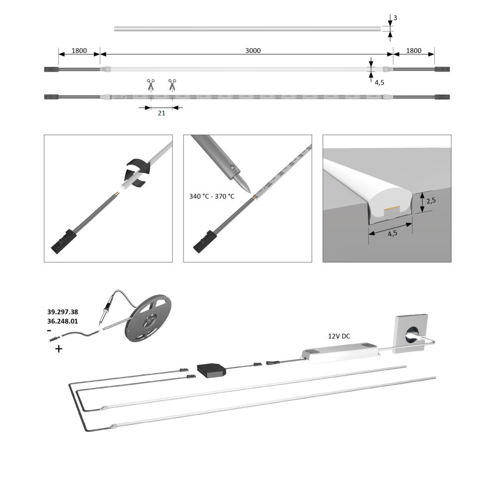 HALEMEIER LED-Anbauleuchte Versa Linear mini, 12 v DC, M1-Steckverbindung Produktbild img7 L