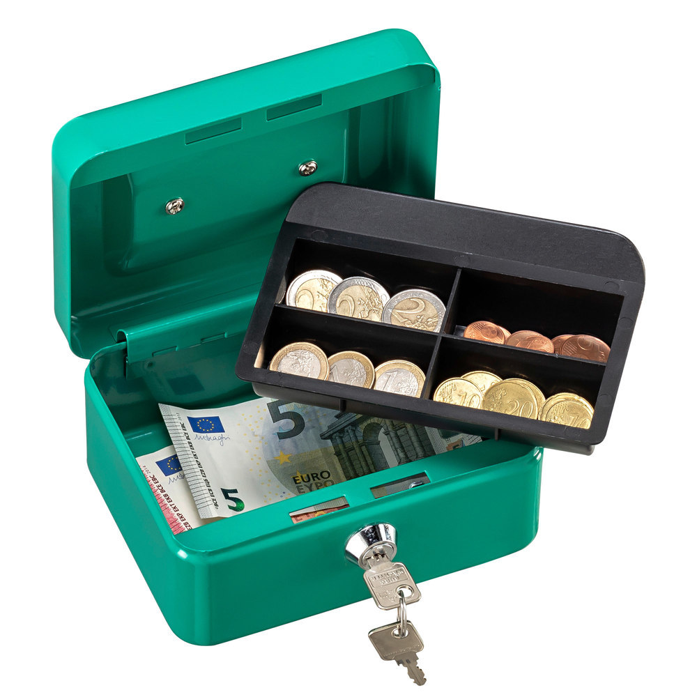 BURG WÄCHTER OB-Geldkassette, mit Hartgeldeinsatz, Money 5015, Stahlblech grün Produktbild img5 L