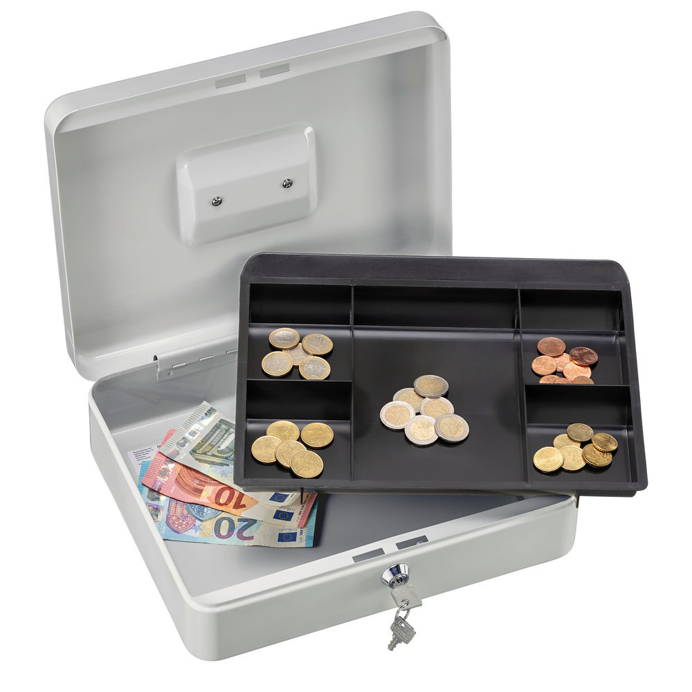 BURG WÄCHTER OB-Geldkassette, mit Hartgeldeinsatz, Money 5030, Stahlblech weiß Produktbild img6 L