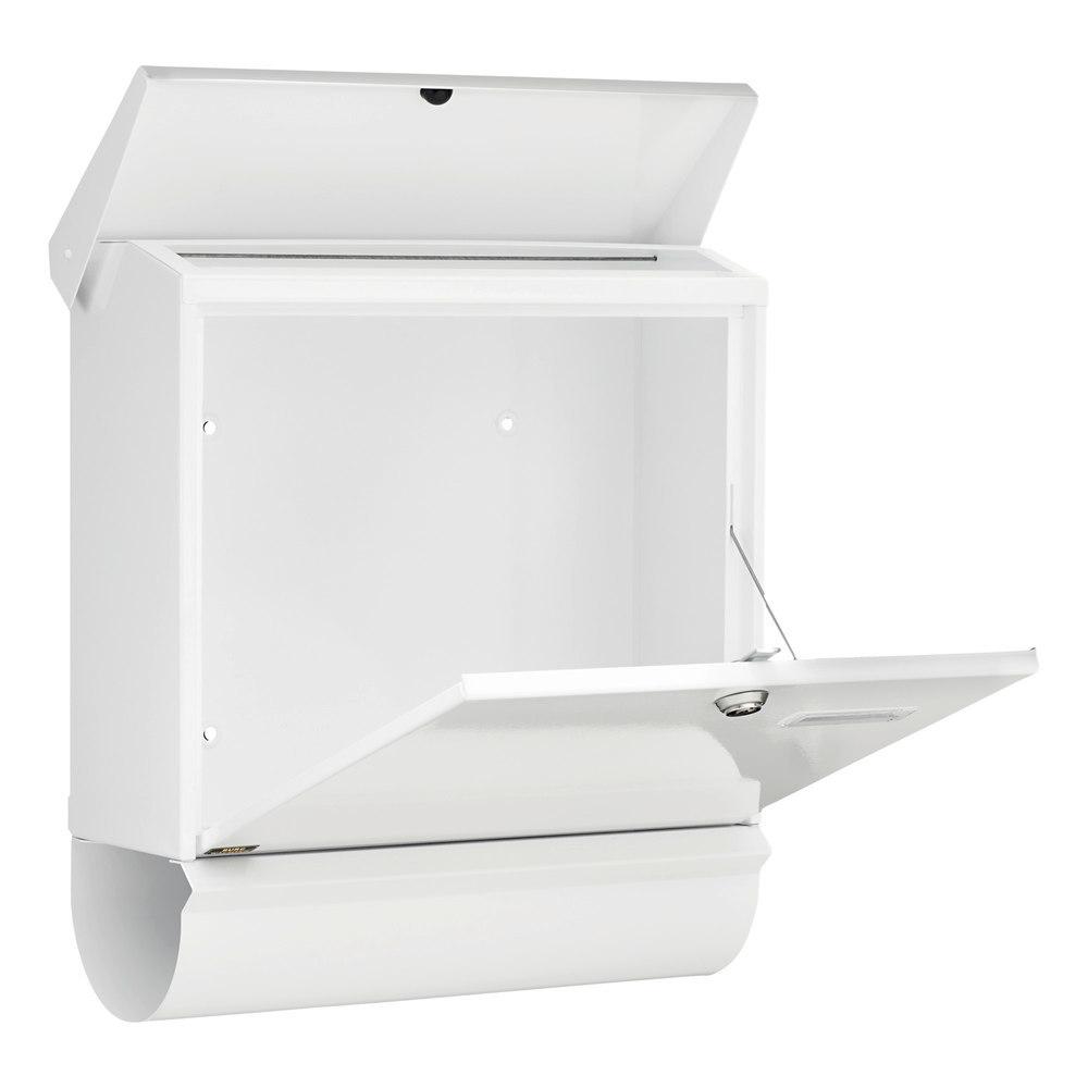 BURG WÄCHTER GA-Briefkasten, Comfort-Set 91300 W, Stahl, abschließbar, weiß pulverbeschichtet Produktbild img3 L