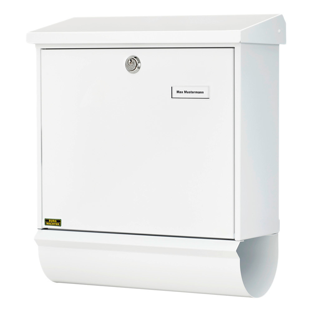 BURG WÄCHTER GA-Briefkasten, Comfort-Set 91300 W, Stahl, abschließbar, weiß pulverbeschichtet Produktbild img6 L