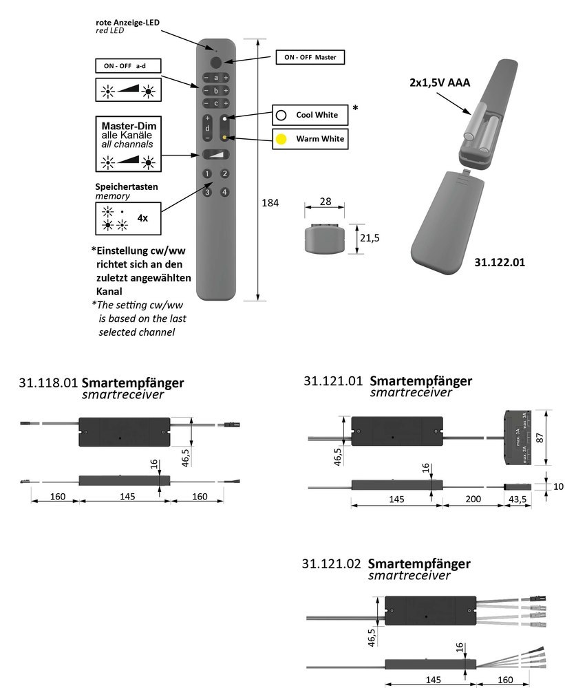 Halemeier Funk-Fernbedienung, S-Mitter Smart MultiWhite Produktbild img6 L