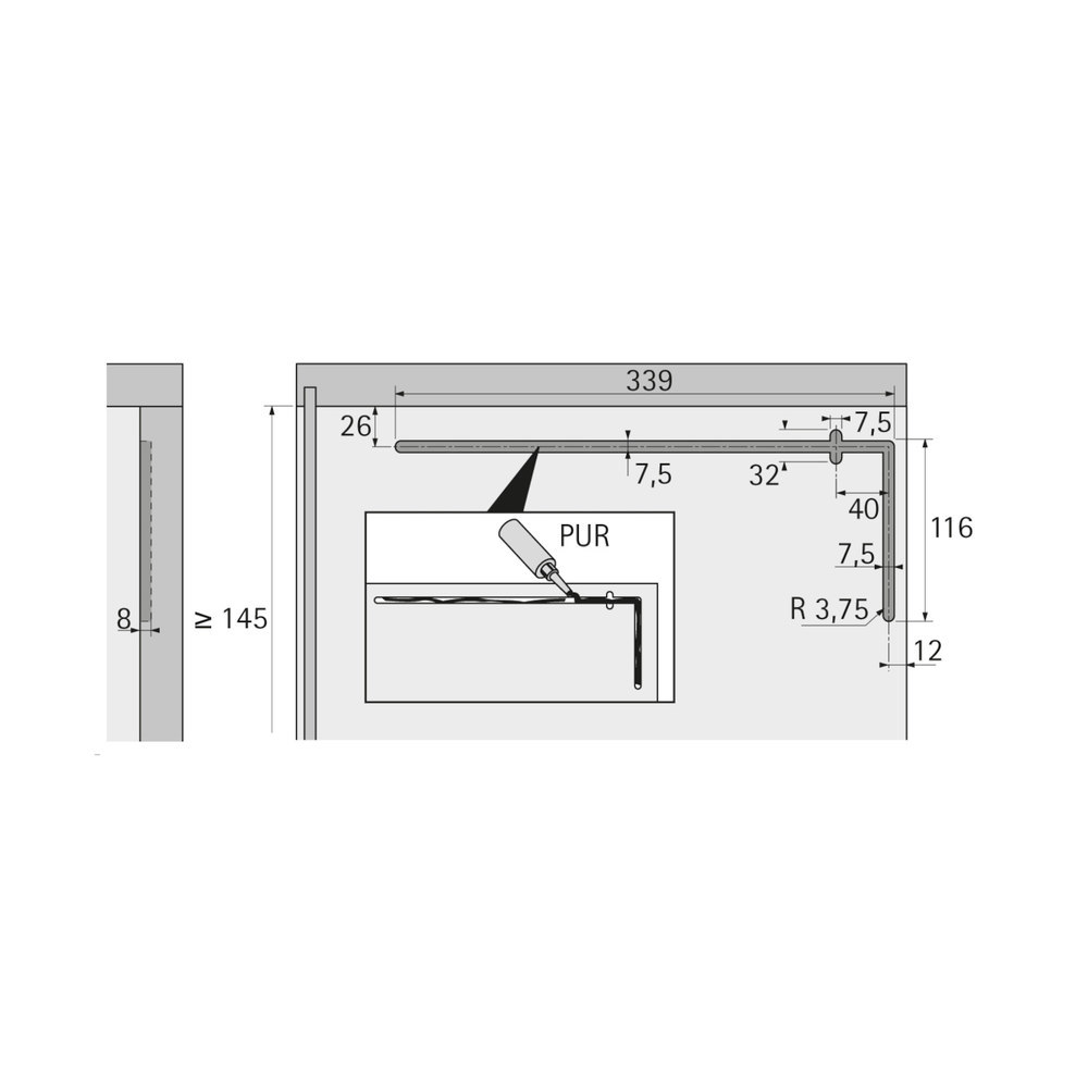 Hettich MB-Einschwenkbeschlag, Klappenst. 18-19mm, Lift Up 45026, Kunststoff grau Produktbild img5 L