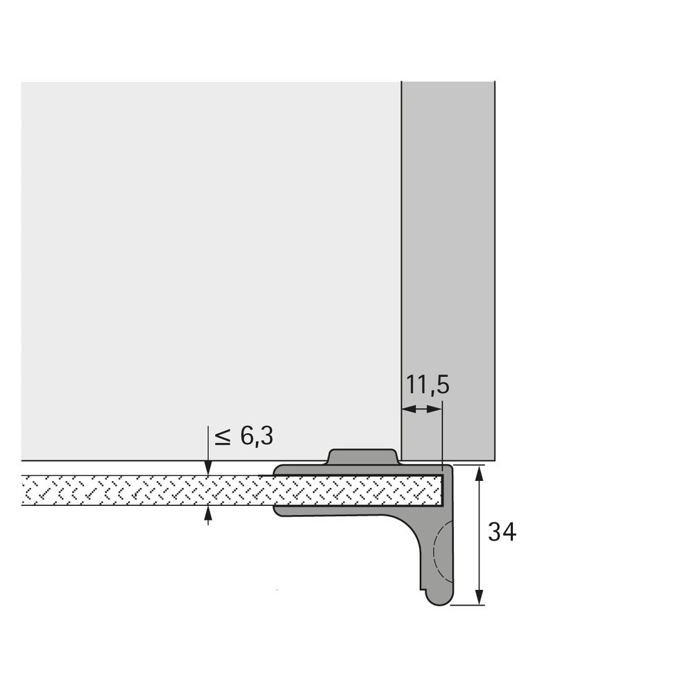 Hettich Möbel-Glastürgriff, für Glastürscharnier, 25314, Zinkdruckguss matt vernickelt Produktbild img2 L