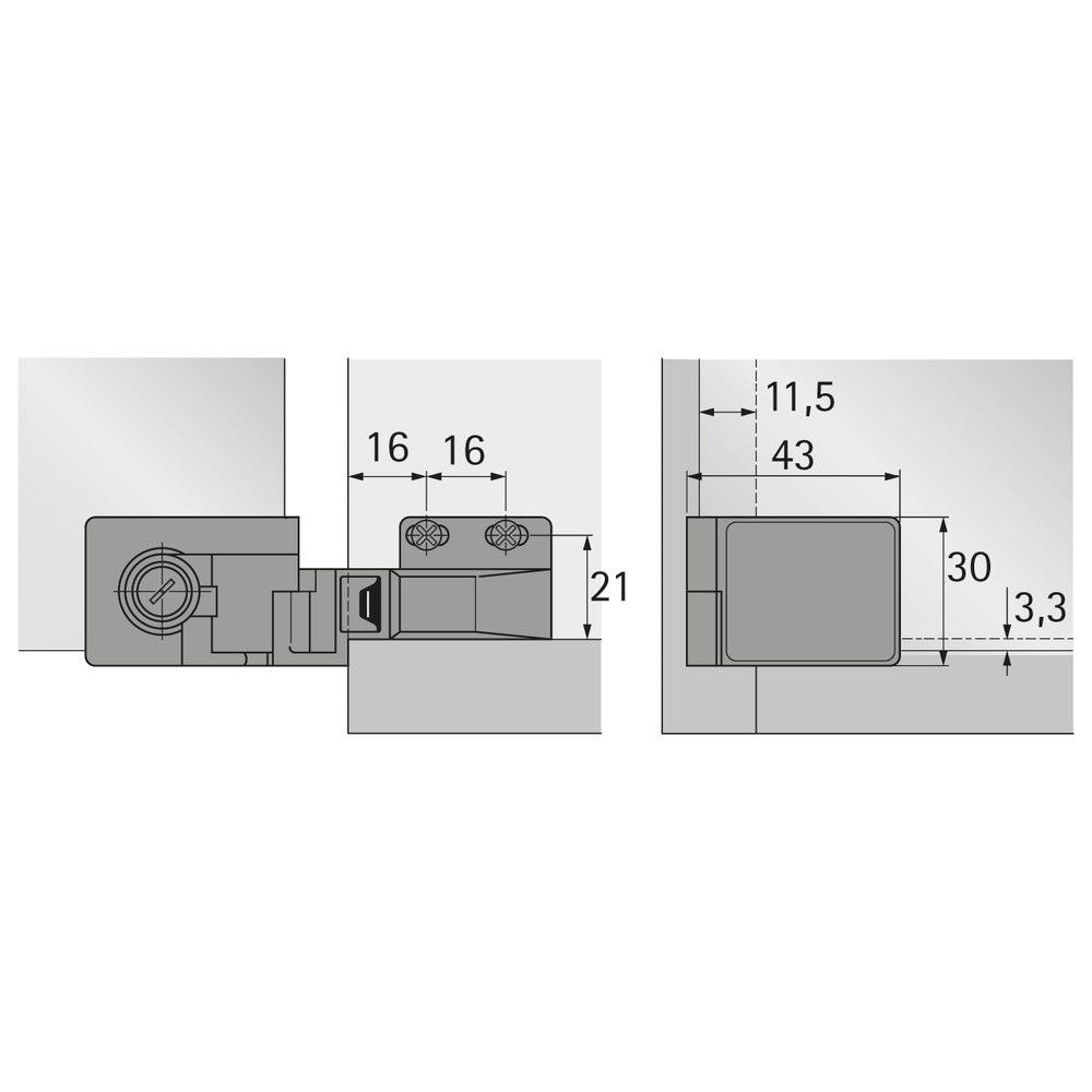 Hettich Möbel-Glastürscharnier, ET 5160, 30866, 170°, Zinkdruckguss matt vernickelt Produktbild img4 L