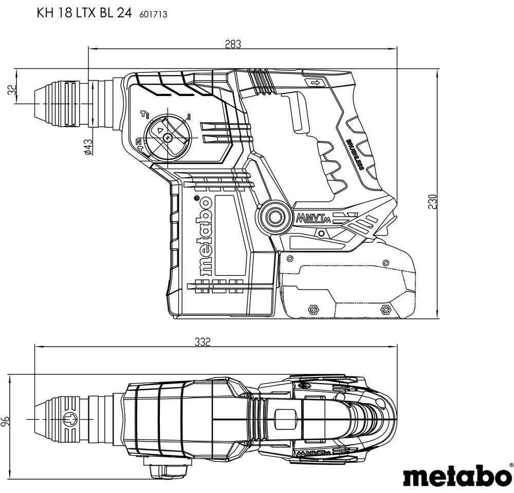 metabo Akku-Kombihammer KH 18 LTX BL 24 SE ohne Akku ohne Ladegerät metaBOX Produktbild img11 L