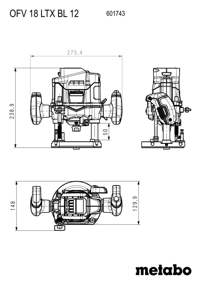 metabo Akku-Oberfraese OFV 18 LTX BL 12 ohne Akku ohne Ladegerät metaBOX Produktbild img9 L
