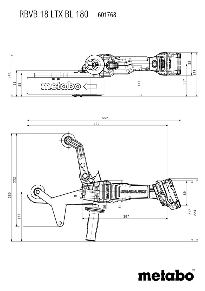 metabo Akku-Rohrbandschl. solo RBVB 18 LTX BL 180 ohne Akku ohne Ladegerät Produktbild img4 L