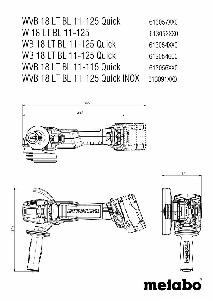 metabo Akku-Winkelschleifer WB18 LT BL11-125 Quick SE ohne Akku ohne Ladegerät Produktbild img17 L