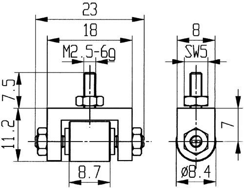 Käfer Messeinsatz Rolle D.8,4mm Stahl M2,5 Produktbild img2 L