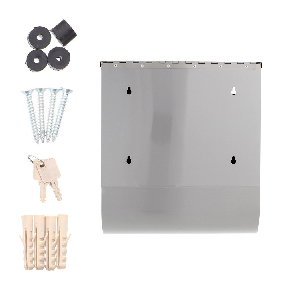 ROTTNER GA-Briefkasten, Costa,B 335mm, mit Zylinderschloss, edelstahlfarben matt geb. Produktbild img5 L