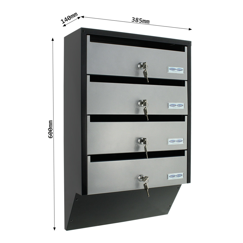 ROTTNER GA-Briefkasten, Depot 4,B 385mm, abschließbar, silber Produktbild img4 L