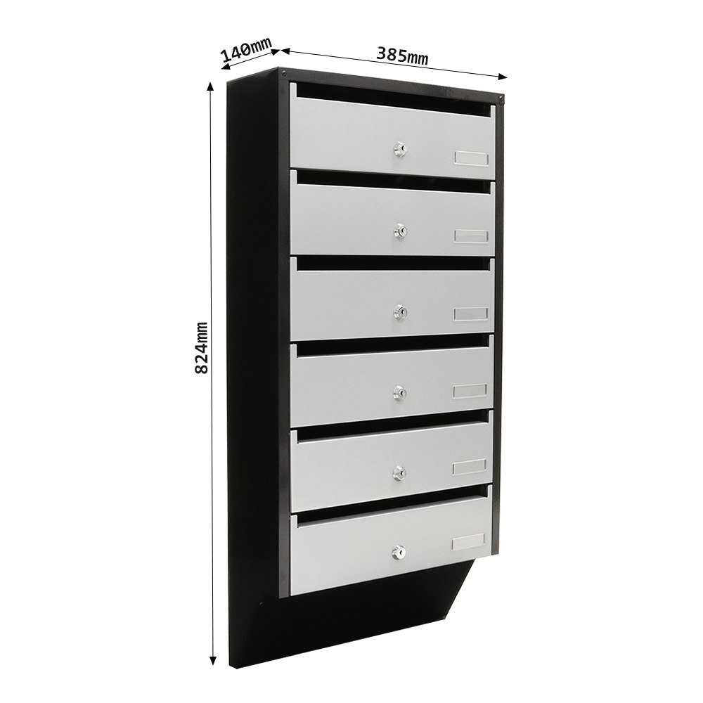 ROTTNER GA-Briefkasten, Depot 6,B 385mm, abschließbar, silber Produktbild img4 L