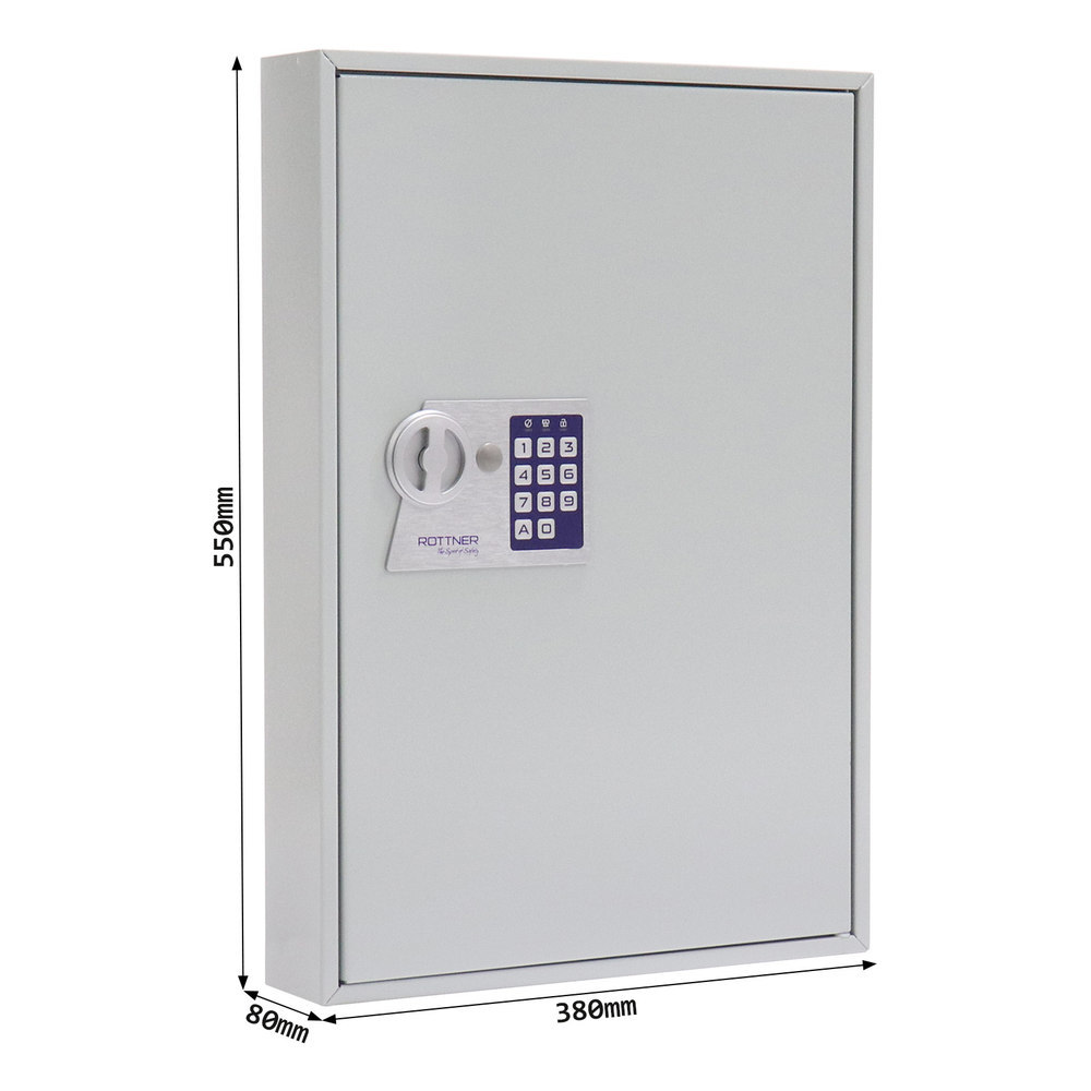 ROTTNER Schlüsselschrank, S 50, batteriebetriebenes Elektronikschloss, DR lichtgrau Produktbild img4 L