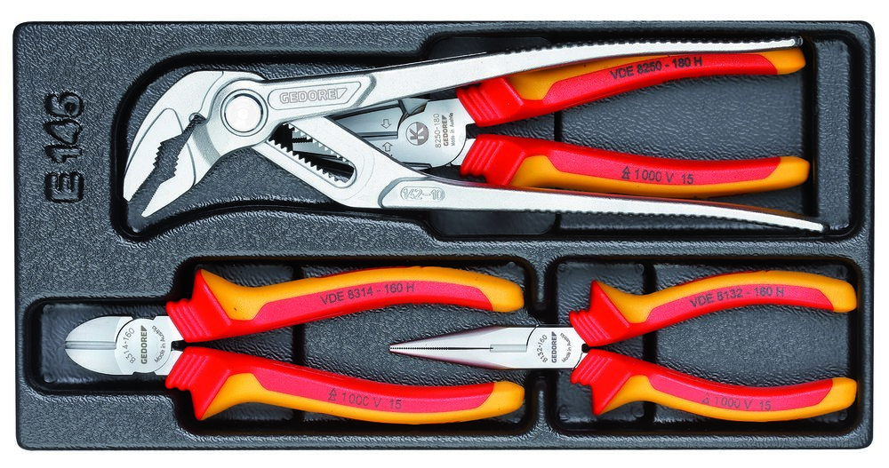 GEDORE 1500 ES-VDE 145 VDE-Zangen-Sortiment in 1/3 ES-Modul Produktbild img1 L