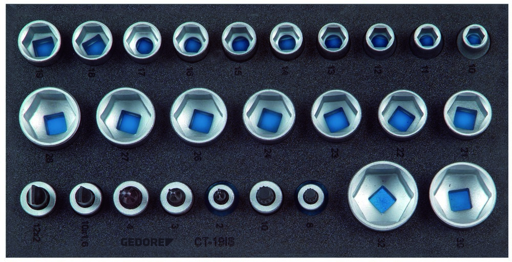 GEDORE 1500 CT1-19 IS Satz Steckschlüsseleinsätze 1/2" in Check-Tool-Modul Produktbild img1 L