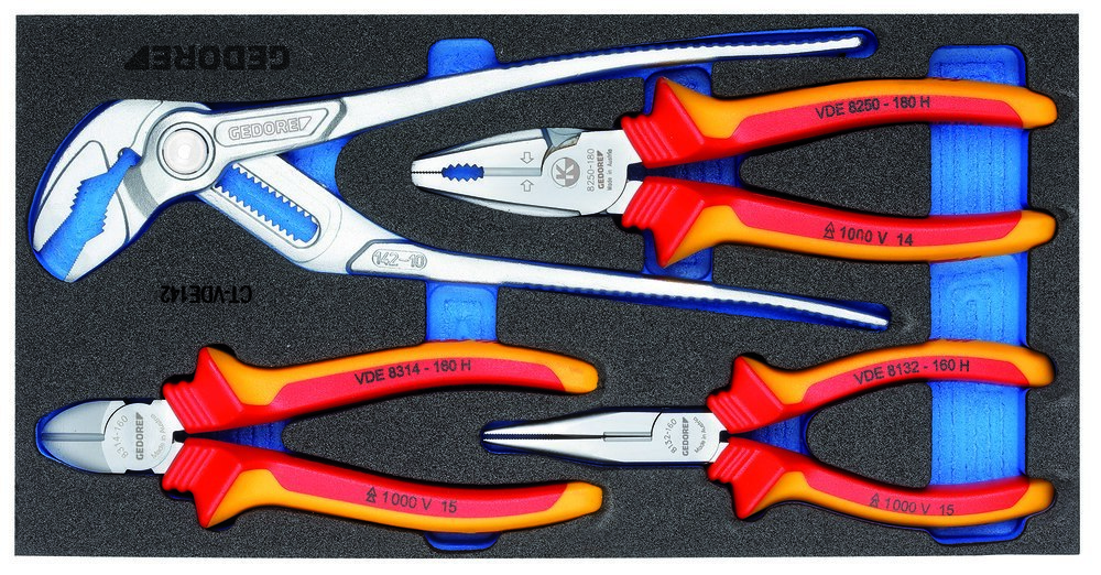 GEDORE 1500 CT1-VDE 142 VDE-Zangen-Sortiment in Check-Tool-Modul Produktbild img1 L