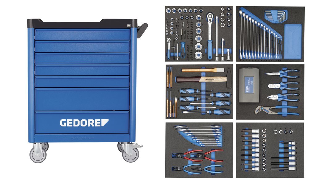 GEDORE WSL-L-TS-190 Werkzeugwagen workster smartline mit 190-teiligen Werkzeugsortiment Produktbild img1 L