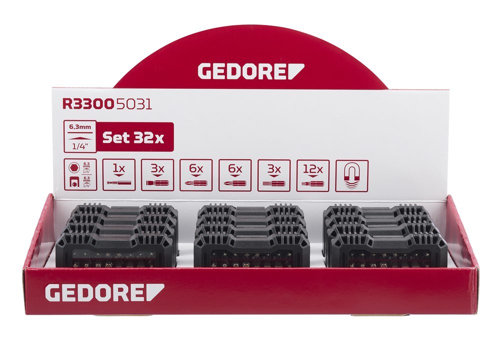 GEDORE R33009032 Display 12xBit-Box 1/4" SL+PH+PZ+TX 32-teilig Produktbild img1 L