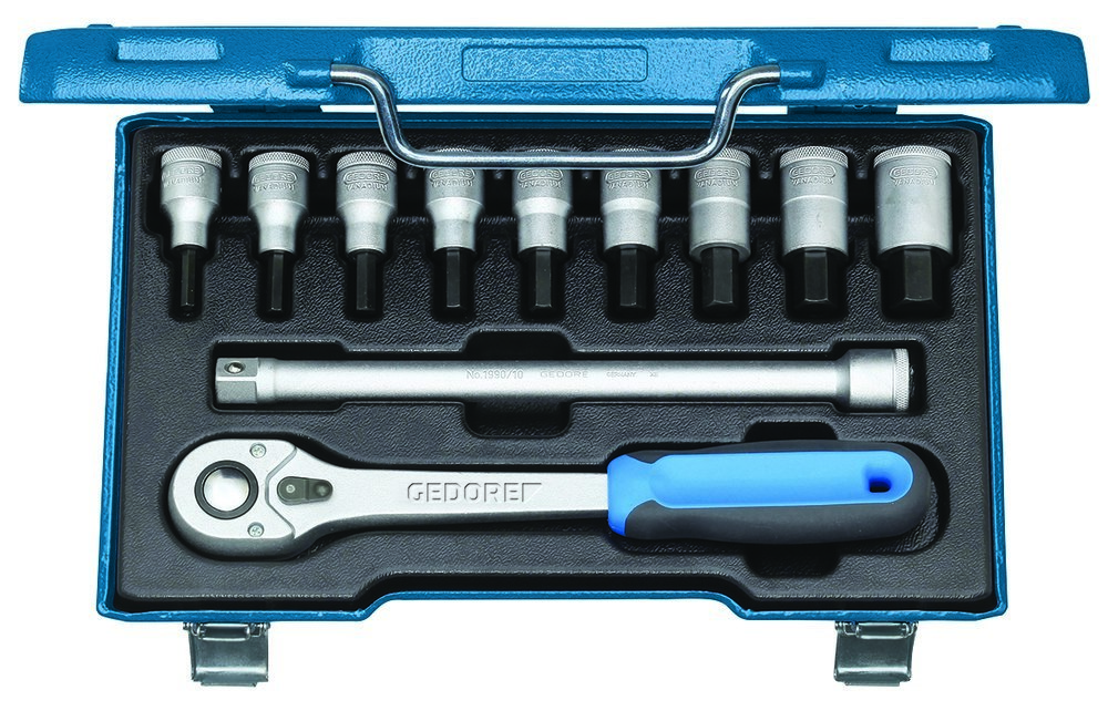 GEDORE IN 19 Q Schraubendreher-Satz 1/2" 11-teilig Innen-6-kant 5-17mm Produktbild img1 L