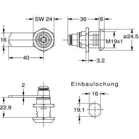 JuNie Zylinderglastürschloss FURORE 8571, Metall Produktbild img2 L