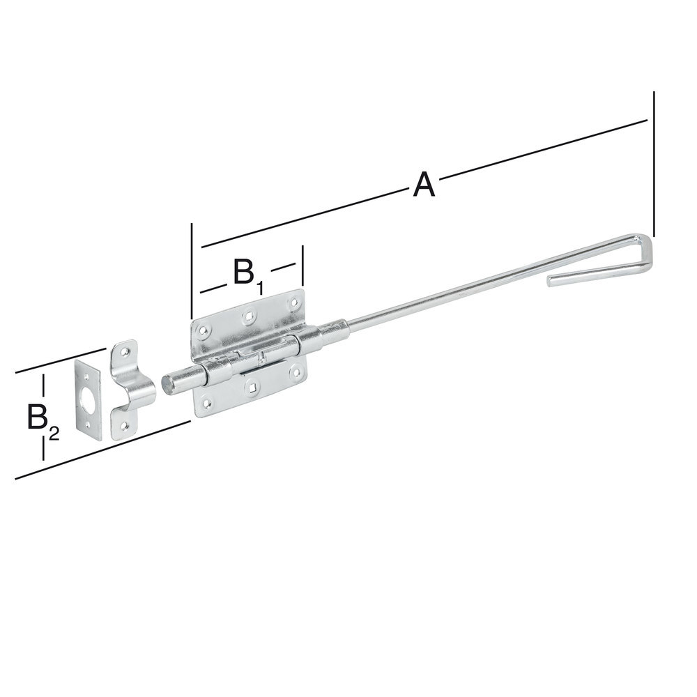 VORMANN Bolzen-Stangenriegel,m.Schlaufe,m.SB,gerade,400mm,100x65, silber vz Produktbild img2 L