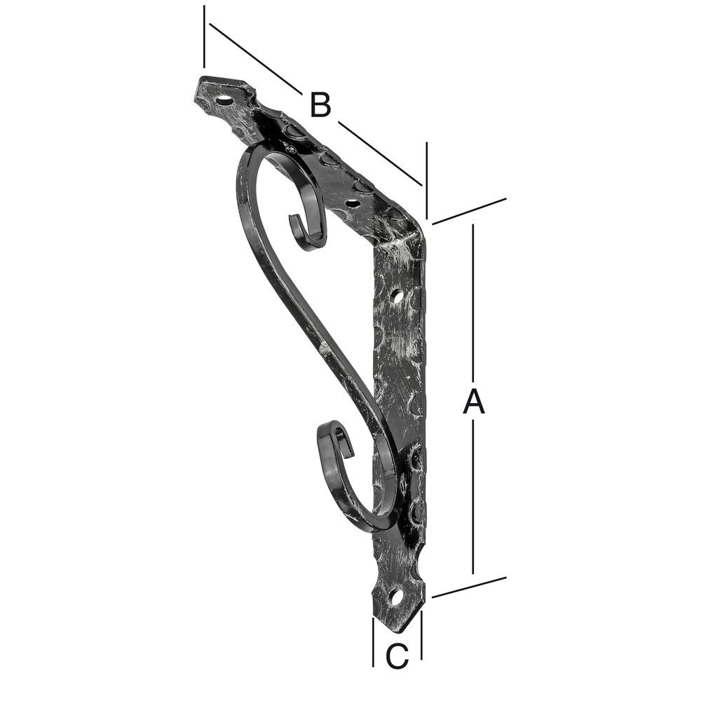 VORMANN Konsole,L200xT150mm,Schmiedeeisen,schwarz,antik Produktbild img2 L