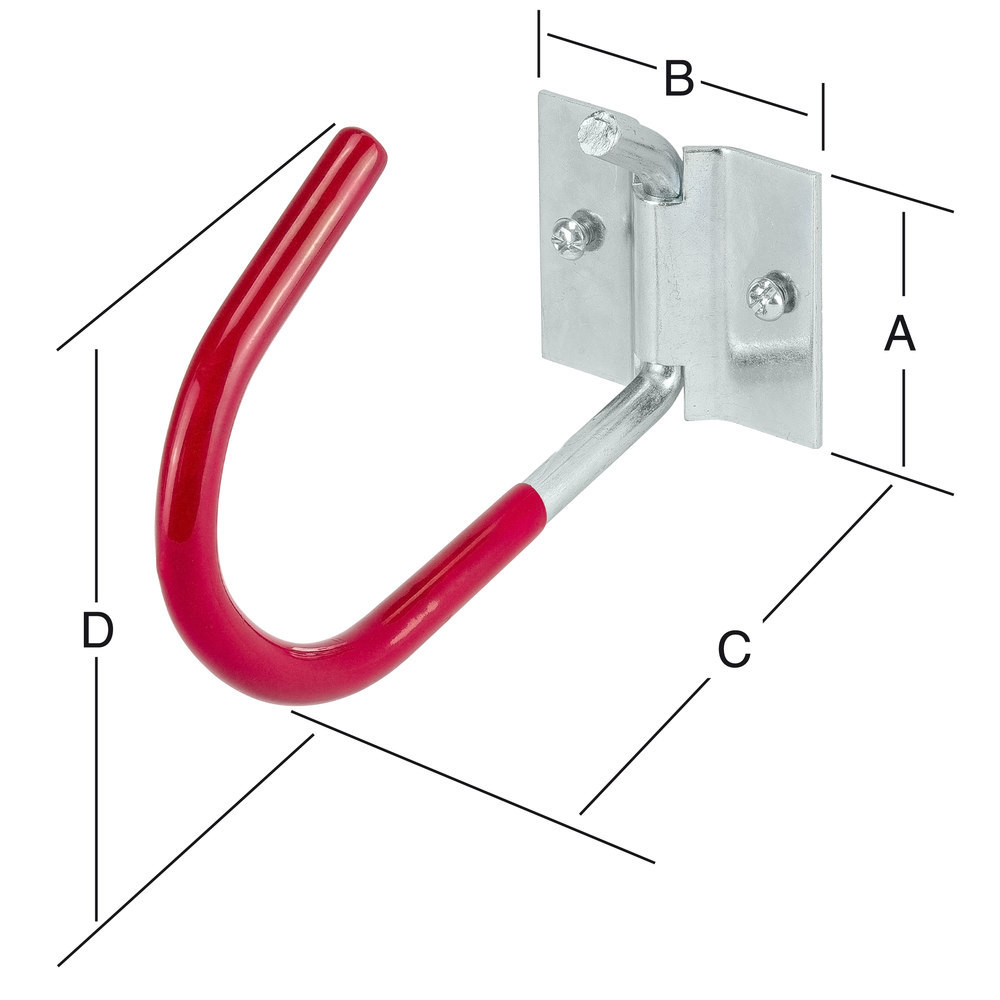 VORMANN Fahrradhaken, schwenkbar, Wandmontage, Stahl rot verzinkt Produktbild img2 L