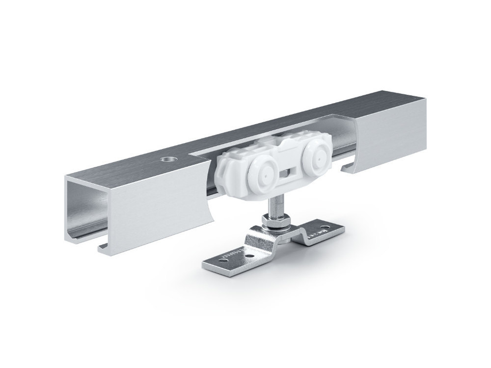 GEZE Schiebetürbeschlag mit Laufschiene Rollan 40 NT, Aluminium Produktbild img1 L