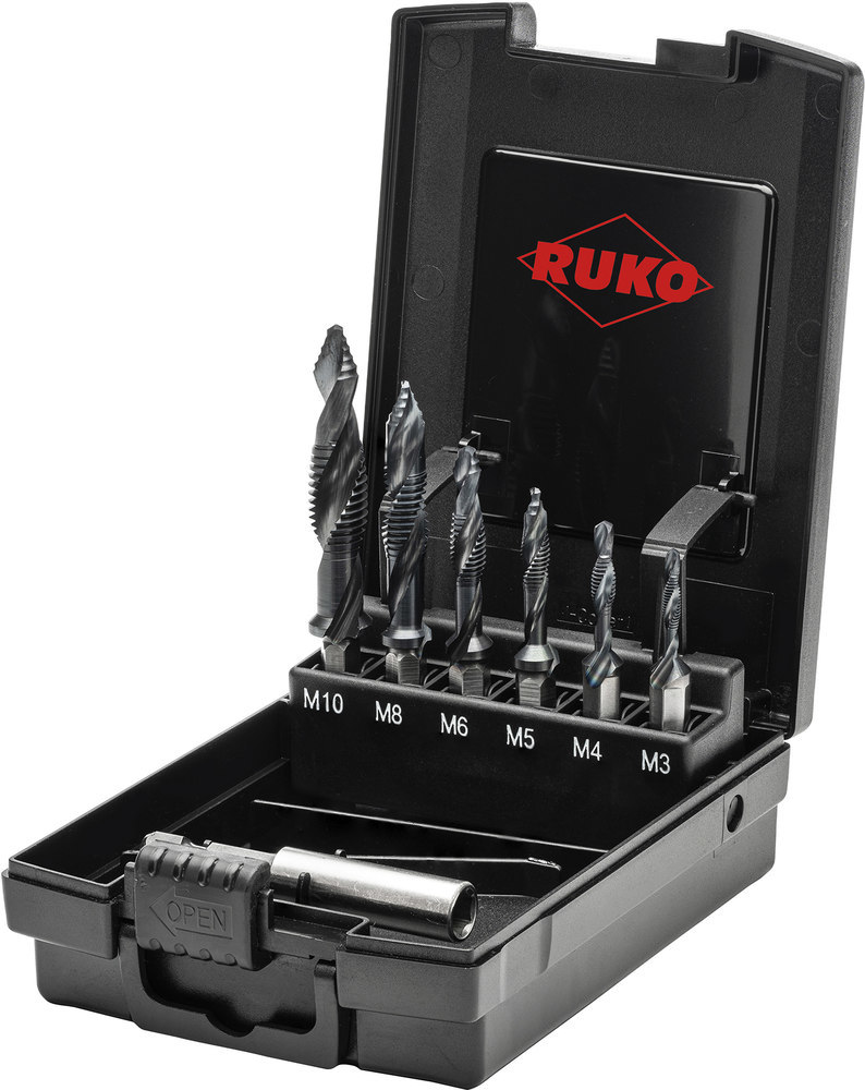 RUKO Kombi. Gewindebohrer-Set HSS M3-M10 + Adapter RUnaTEC Produktbild img1 L