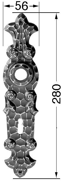 HS ROWE ABT-Langschild 208H,PZ,E92 sichtb. Verschr.,sw gehämmert Produktbild img1 L