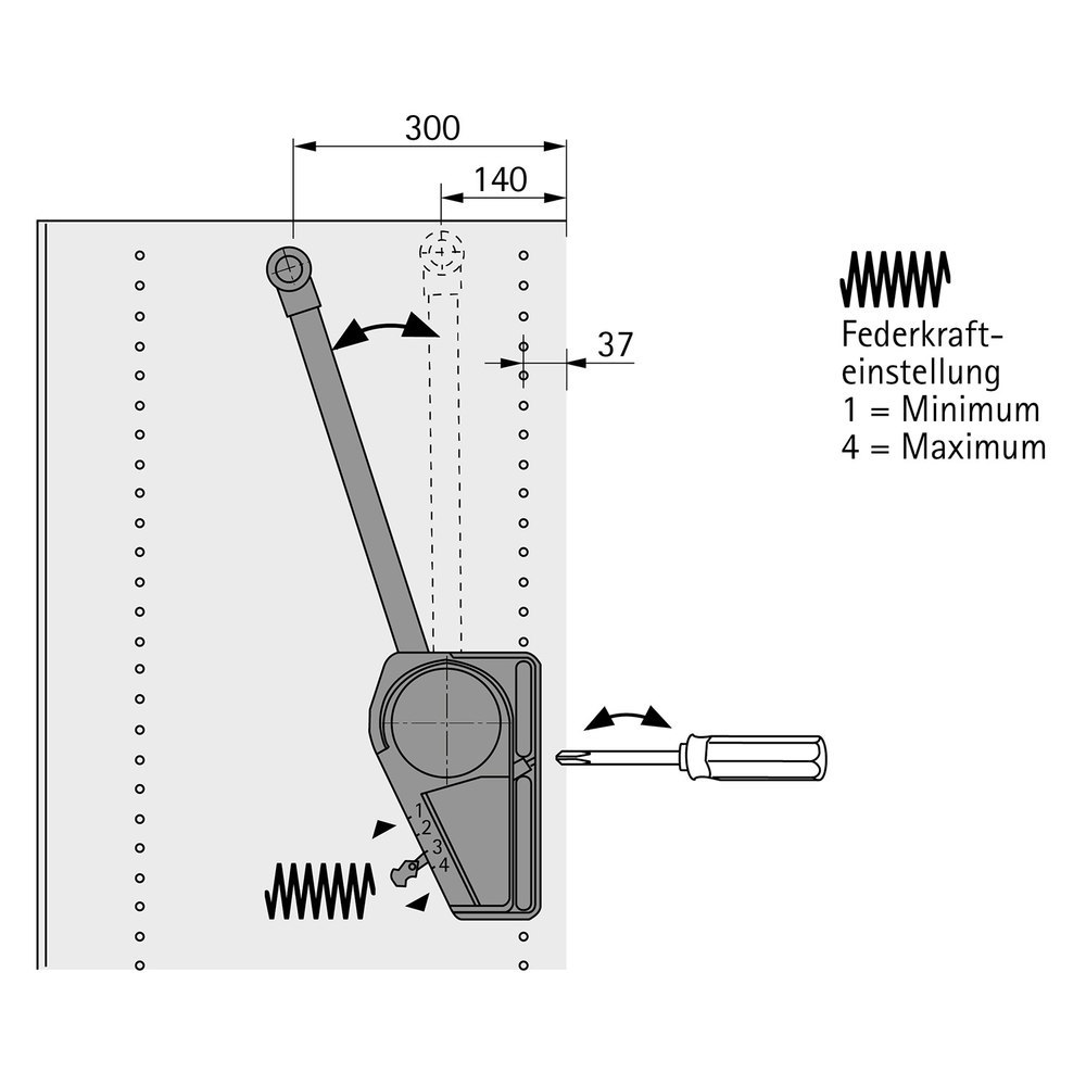 Hettich Schrank-Kleiderlift, Duo Lift 18, 9079882, 750-1150mm, 18kg, aluminiumoptik Produktbild img3 L