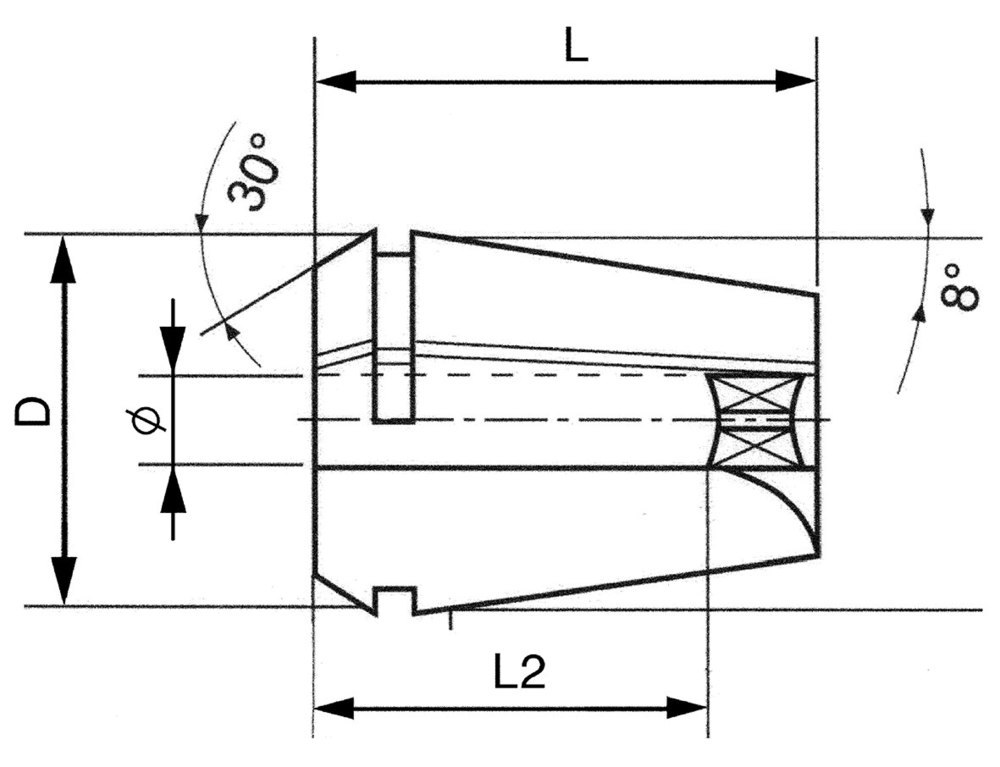 fortis Spannzange ER40 mit Innenvierkant; Produktbild img3 L